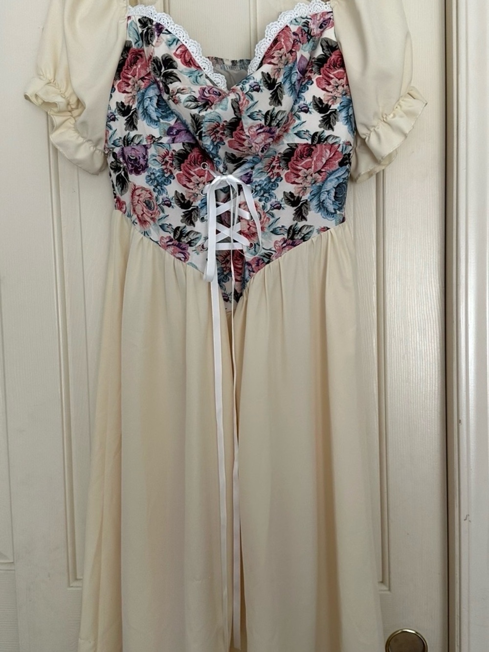 Cottagecore Floral Corset Puff Sleeve Midi Dress 2XL#prairie#coquette#plussize - Picture 4 of 8